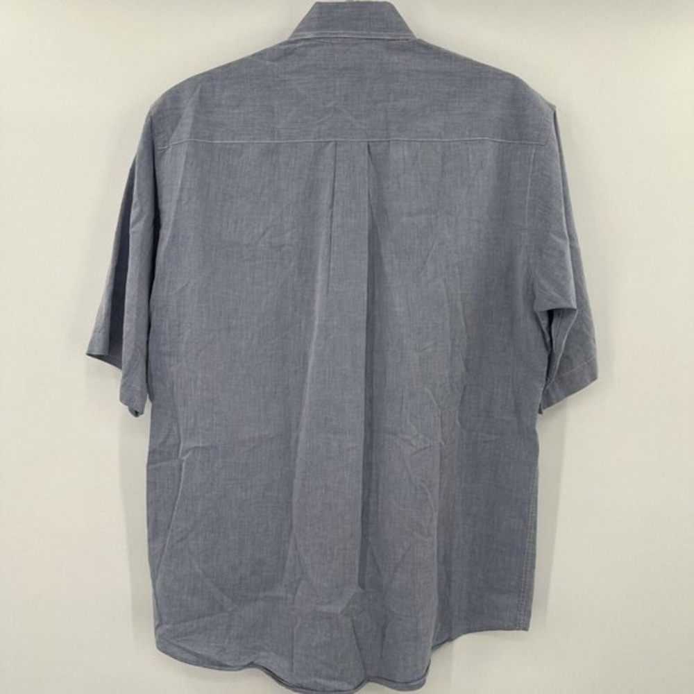 Casual Short-Sleeve Chambray Shirt - Light Blue - Picture 4 of 4